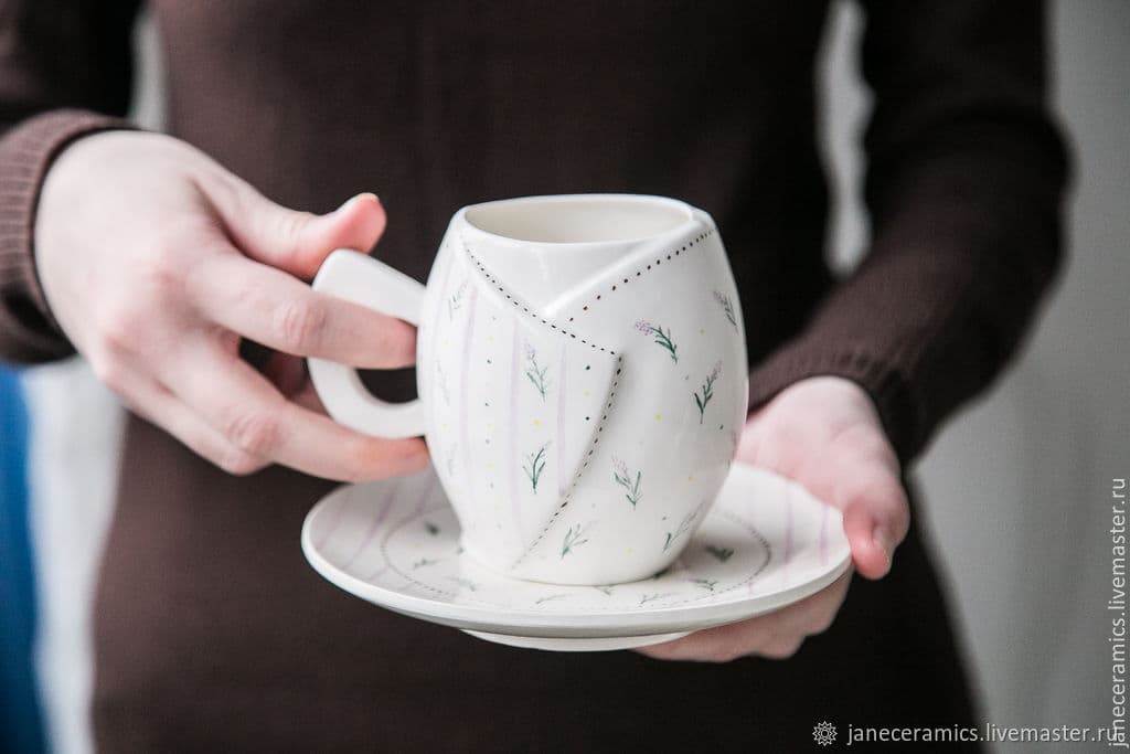 Лаванда шебби.. Блюдце ручной работы, керамика — 4